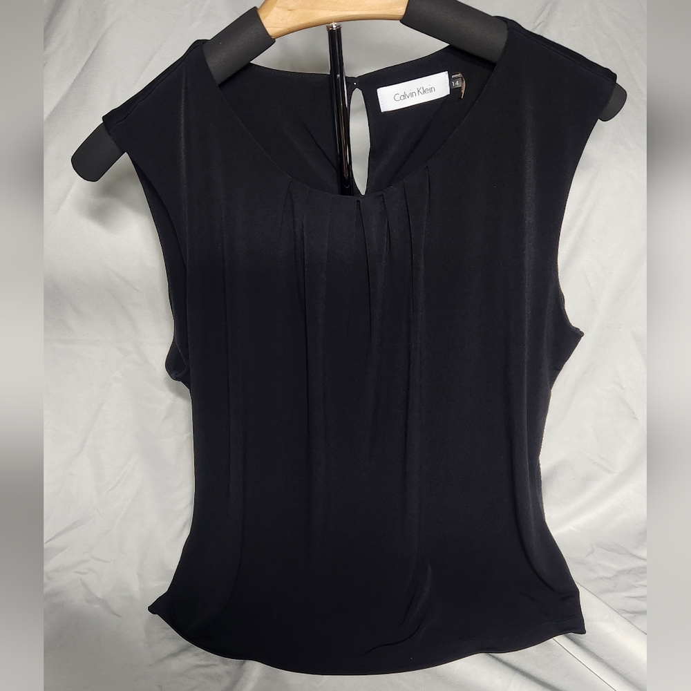 Ladies Calvin Klein black sleeveless shell, size 14